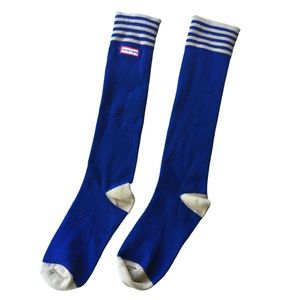 Hunter Knee High Striped Socks Navy Blue and Tan
